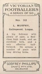 1933 Godfrey Phillips Victorian Footballers (A Series of 50) #32 Len Murphy Back